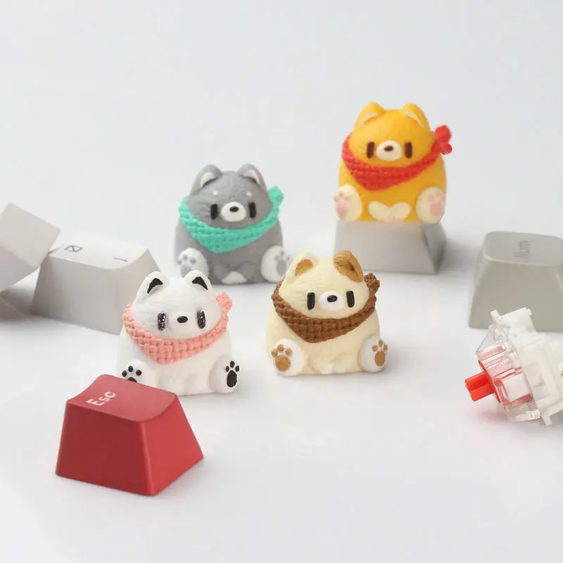Artisan Keycaps - Custom Puppy with Scarf Keycaps for Mechanical Keyboard 1
