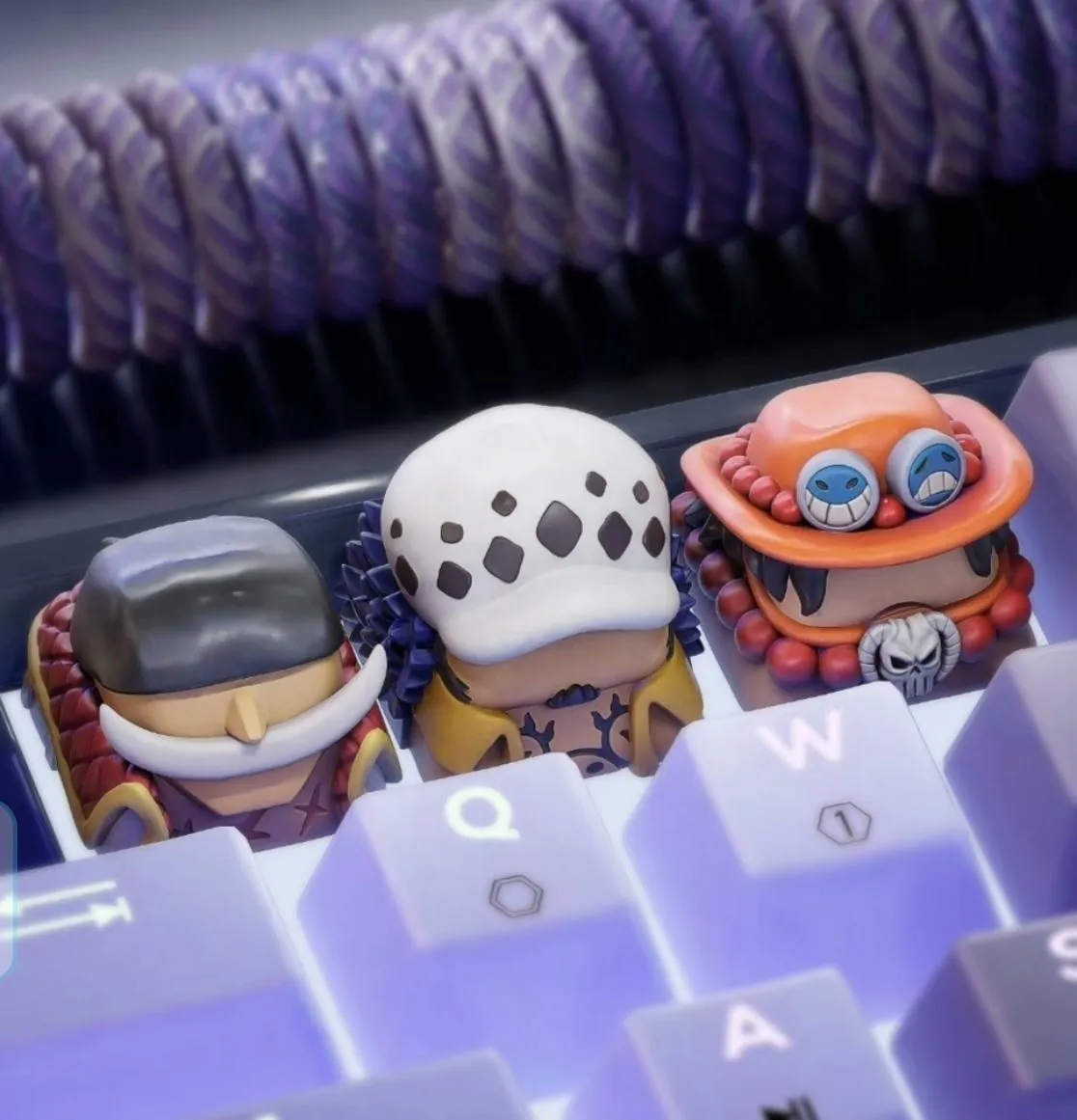 Artisan Keycaps - Custom ONE PIECE: Ace & Whitebeard & Law Keycaps for Mechanical Keyboard 1