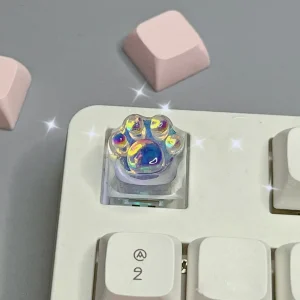 high-transparent-lazer-cat-paw-keycap-cover