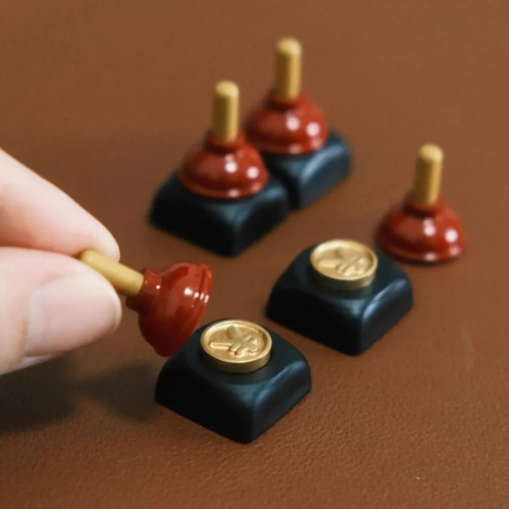 magnectic-suction-gold-plunger-keycap-front2