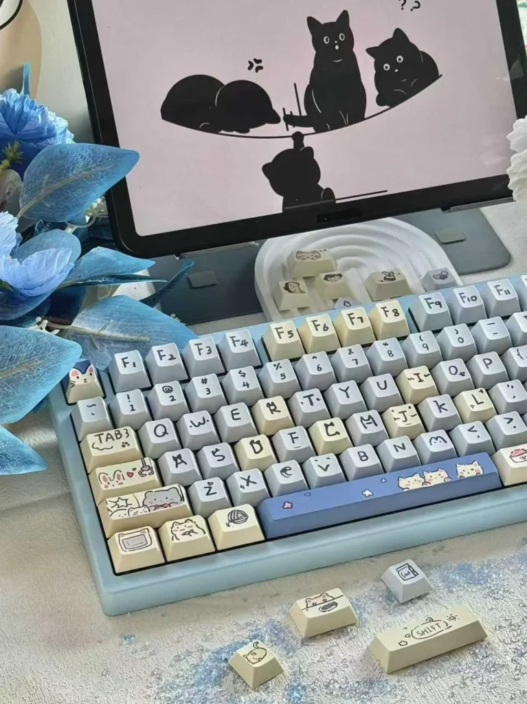 blue-meow-meow-oem-keycap-set-front