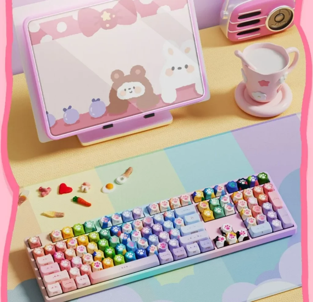 neon-cat-paw-mao-keycap-set-sideupfront2