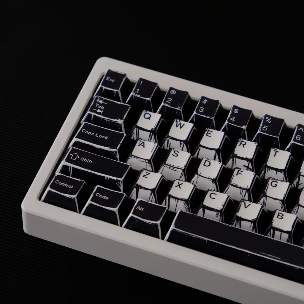 black-white-comics-oem-keycap-set-side