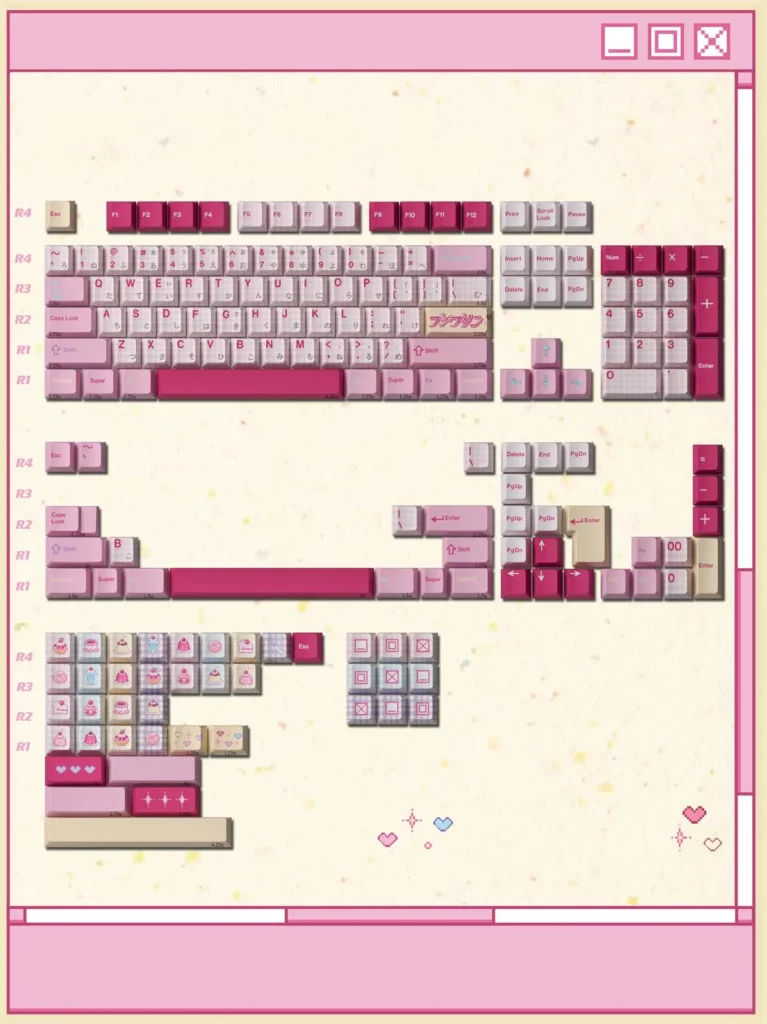 showa-strawberry-pudding-keycap-set-withroots