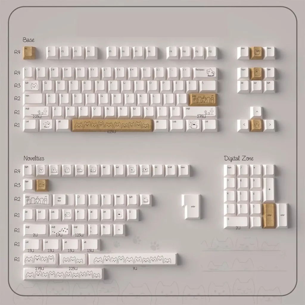 sand-dune-cat-oem-keycap-set-white