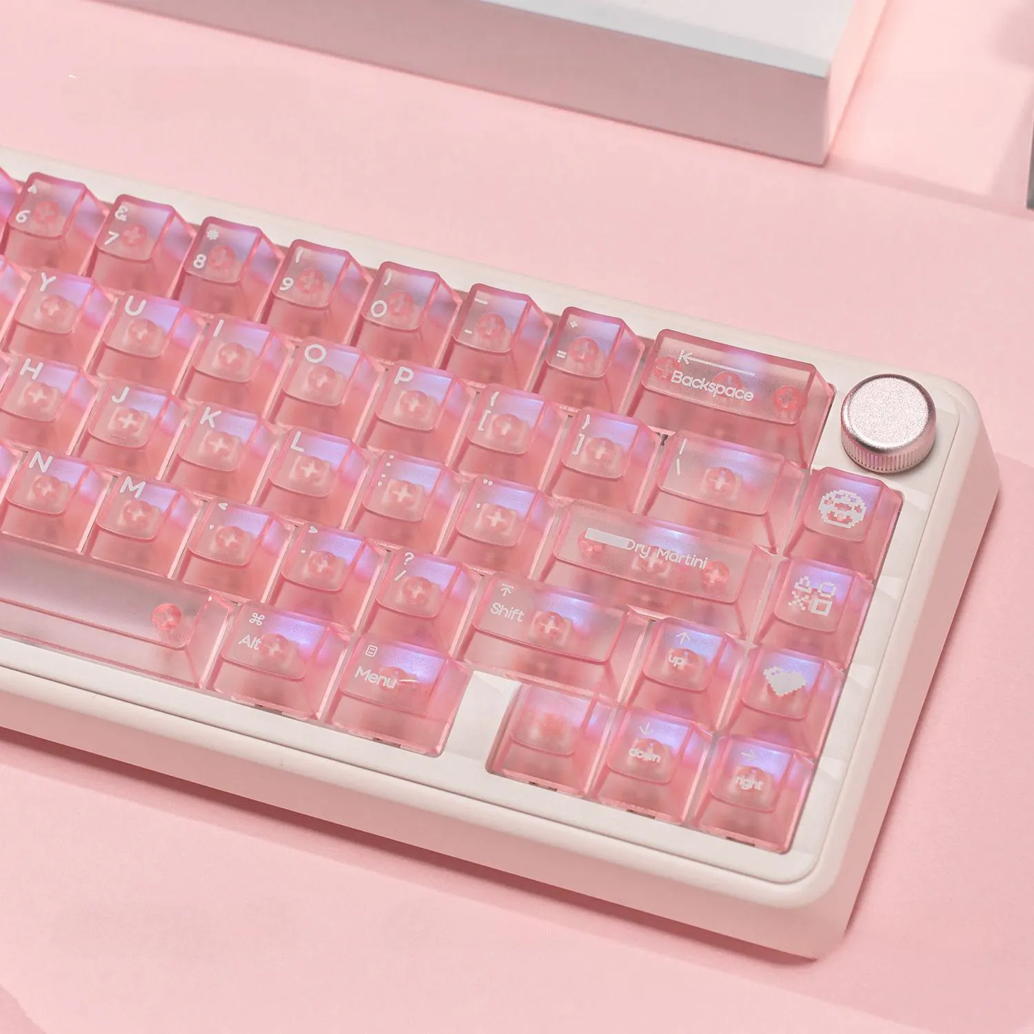 Pink Retro Pixel OMO65 Mechanical Keyboard Noveltykeycaps