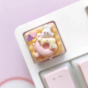 adorable-rabbit-doughnut-keycap-cover