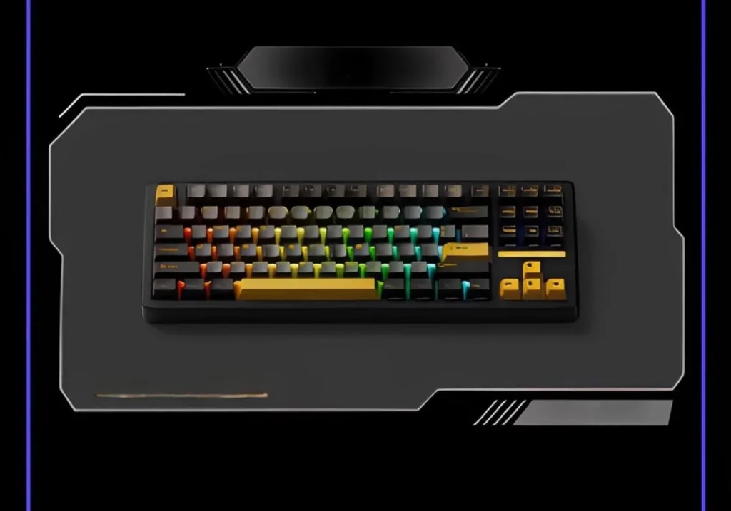 black-gold-tac87-trimode-mechanical-keyboard-front