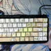 Adorable Maltese Dog Keycap Set, shown from multiple angles. Features charming minimalist puppy design and unique front-engraved legends for a playful touch.