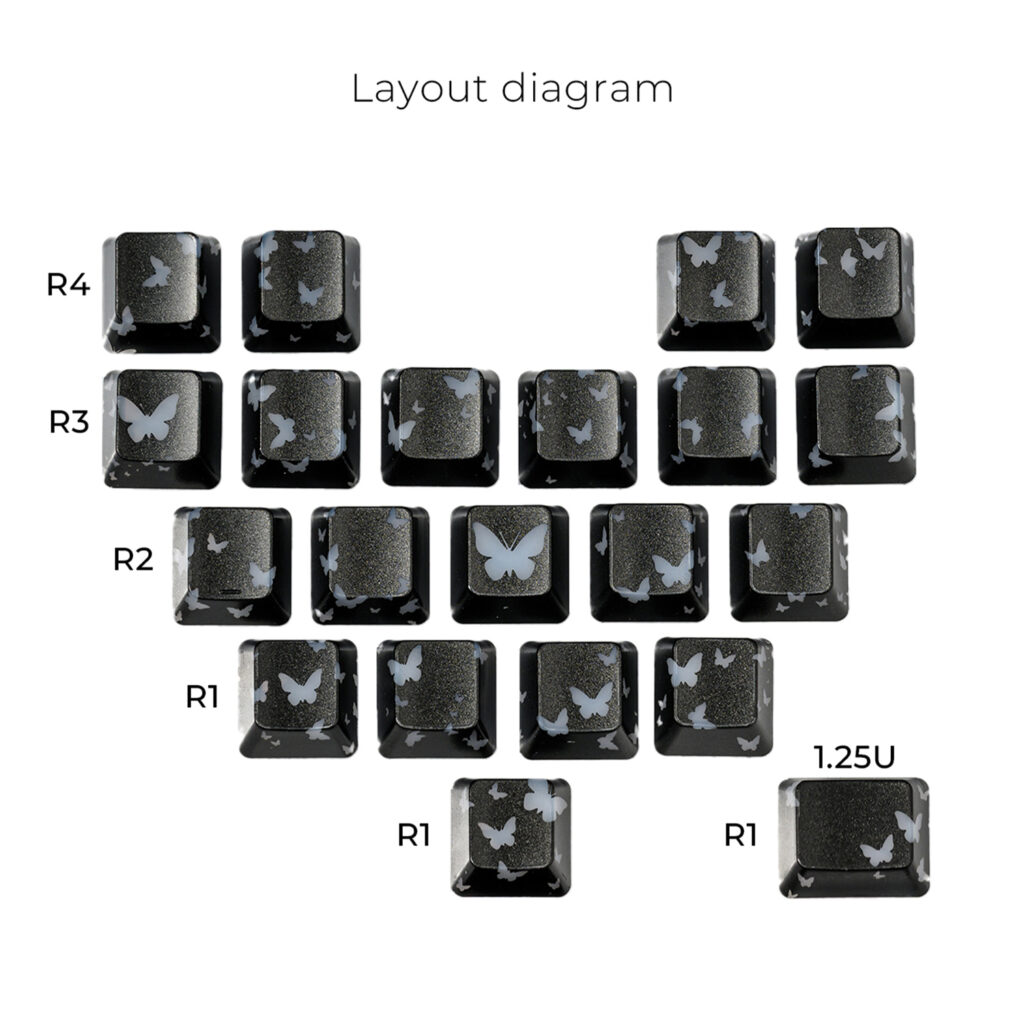 butterfly-heart-series-supplement-keycap-set-black