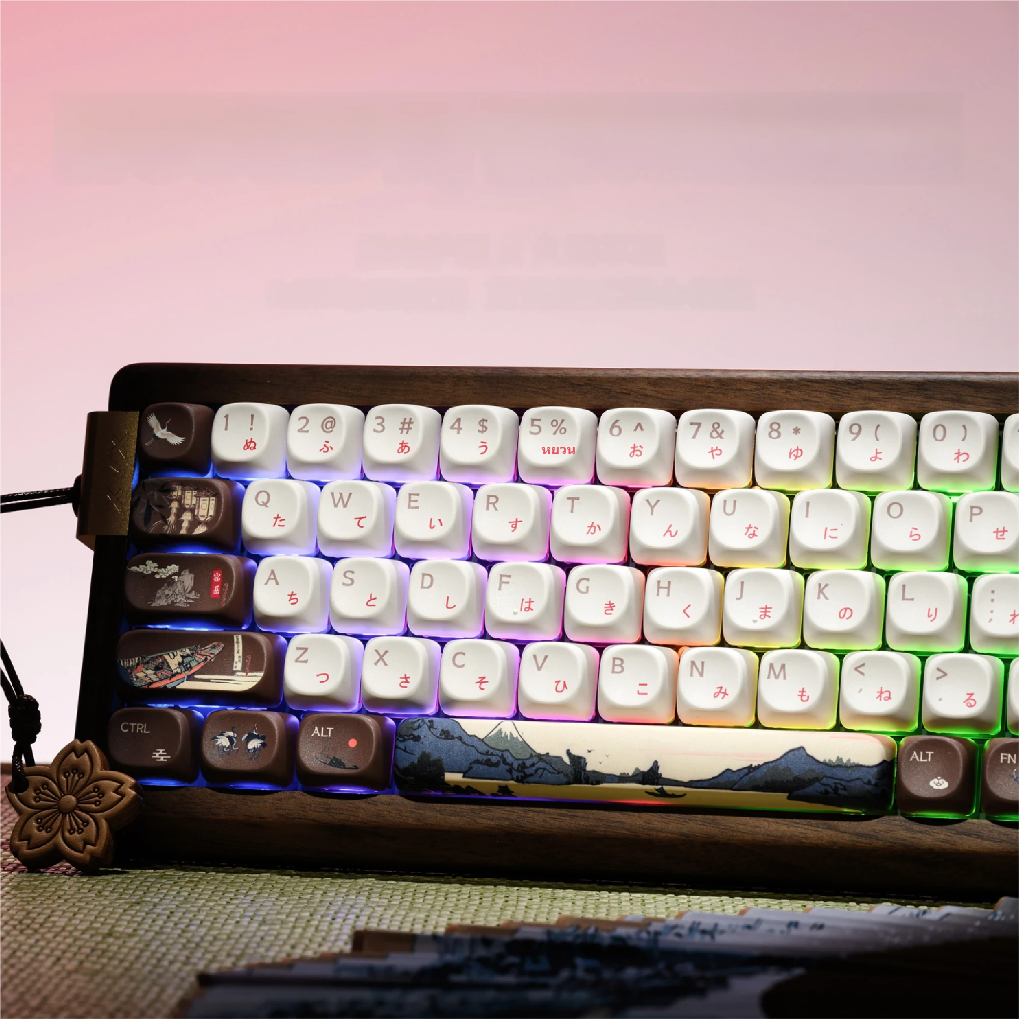 mu68-fugaku-walnut-trimode-mechanical-keyboard-side