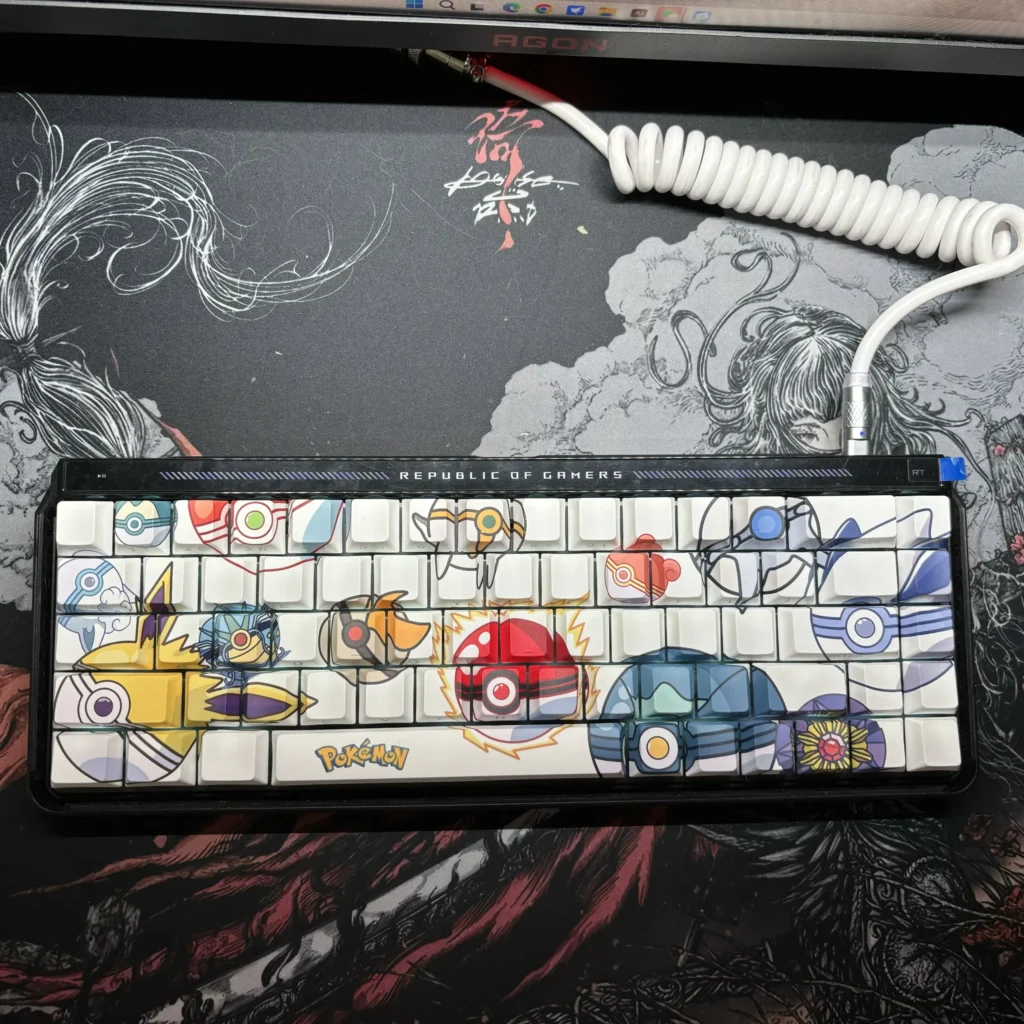 Premium side-engraved Pokemon keycap set, showcasing subtle iconic designs for discerning enthusiasts, enhancing any mechanical keyboard.