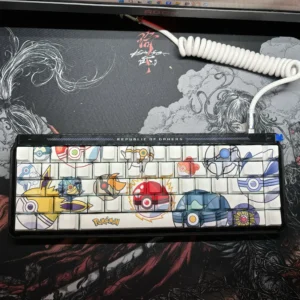 Premium side-engraved Pokemon keycap set, showcasing subtle iconic designs for discerning enthusiasts, enhancing any mechanical keyboard.