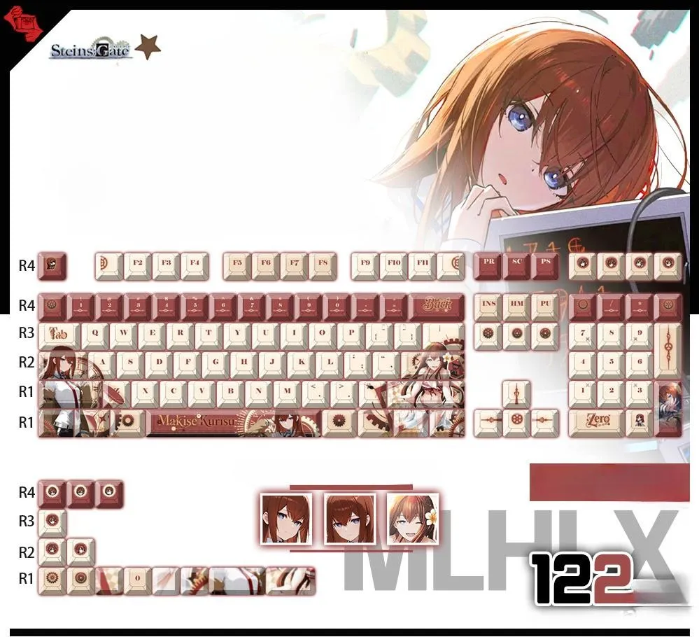 steinsgate-kurisumakise-cherry-keycapset-mechanical-keyboard-cover