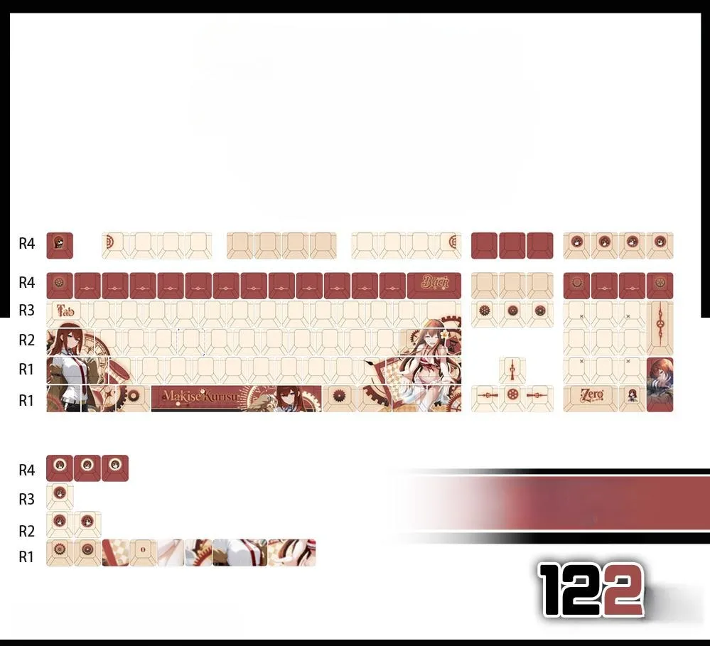 steinsgate-kurisumakise-cherry-keycapset-mechanical-keyboard-front