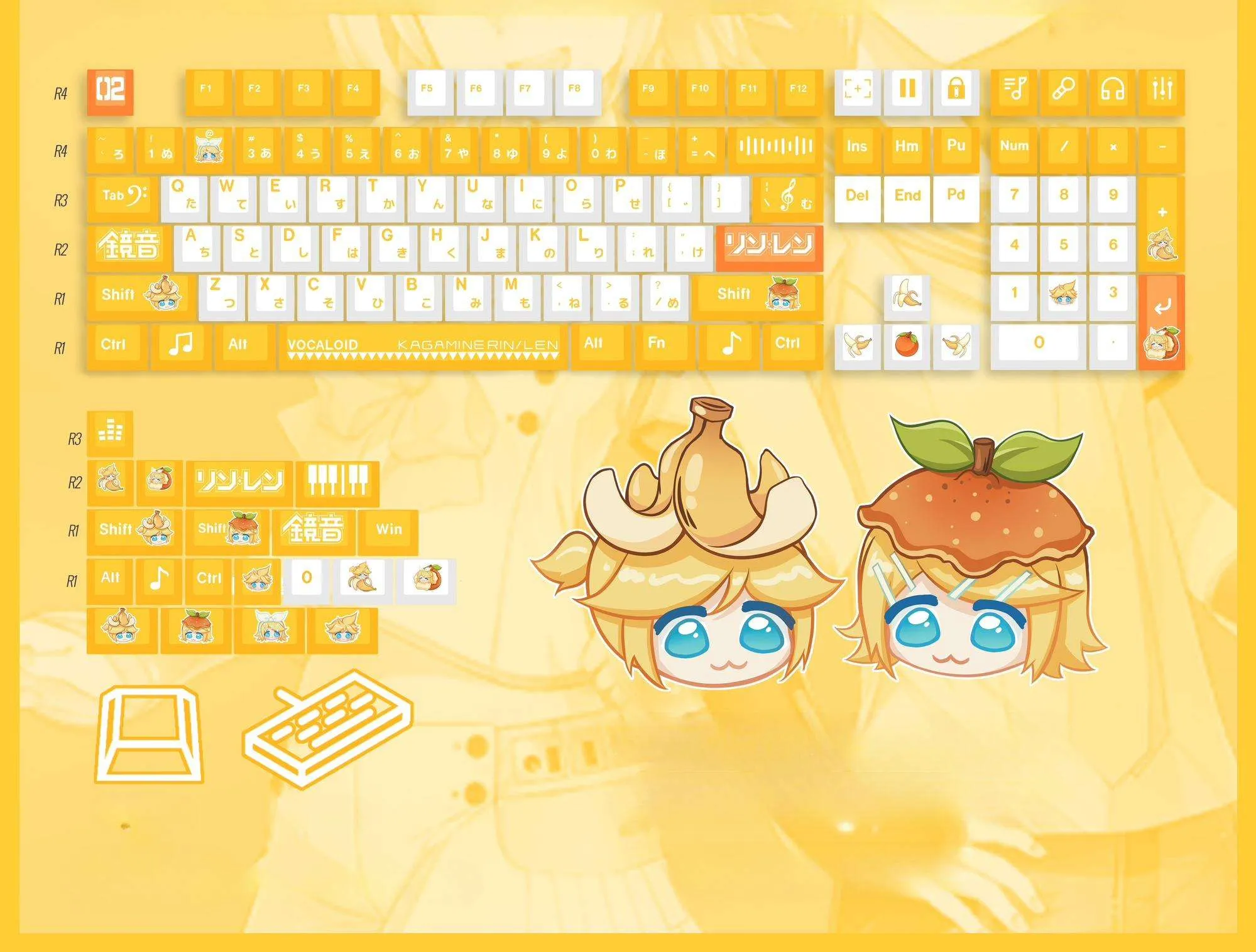 vocaloid-kagamine-rinlen-keycapset-mechanical-keyboard-upfront