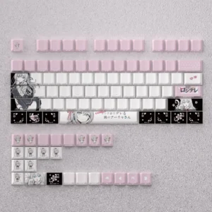 Exclusive Alisa Mikhailovna Kujou keycap set with charming schoolgirl art. Vibrant, playful kawaii keycaps for custom mechanical keyboards.