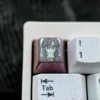 Exclusive Sumireko Sanshokuin anime titanium keycap in shimmering ice crystal purple, showcasing vibrant character art for a premium mechanical keyboard.