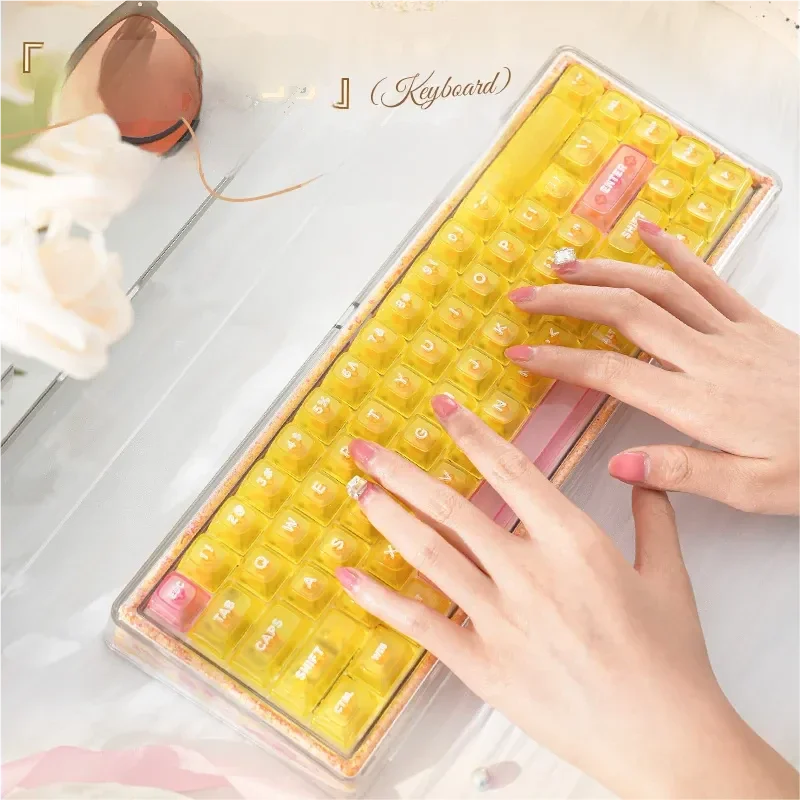 Limited Autumn Artisan Mechanical Keyboard: intricate yarn-filled hollow-out design revealed from multiple angles, highlighting rich autumn design.