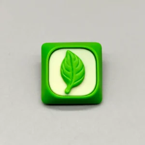 Close-up of a handcrafted green leaf resin keycap, an artistic custom artisan piece bringing a serene touch of nature to MX keyboards.