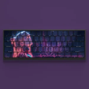 Iconic Asuka Evangelion backlit side-printed Cherry keycaps set, showcasing vibrant red accents and distinct anime aesthetic for a premium gaming setup.