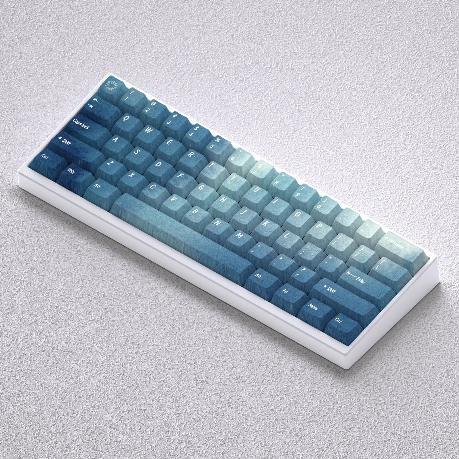 Vibrant Aurora Borealis PBT keycaps set in mystical blue, and green gradients. This celestial set transforms your keyboard.