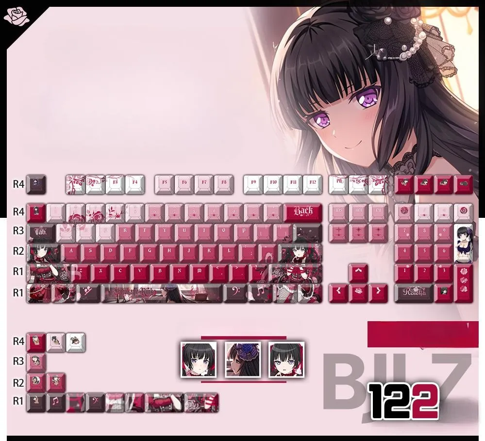 bangdream-shirokanerinko-cherry-keycapset-mechanical-keyboard-cover