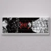 Premium Berserk keycaps set showcasing iconic dark fantasy characters with dramatic side-engraved shine-through legends on a high-contrast black design.