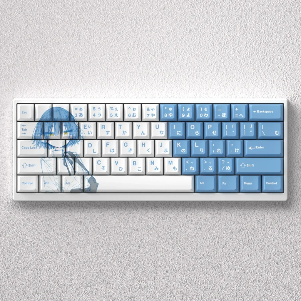 Vibrant Bocchi the Rock Keycaps showcasing exclusive Yamada Ryo anime art, featuring the playful fan-centric design of this PBT keycap set.
