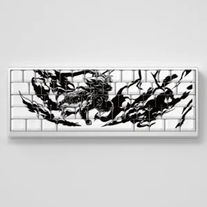 Vibrant Dragon Ball PBT keycaps set with side-lit legends glowing on an RGB mechanical keyboard, featuring iconic anime characters.