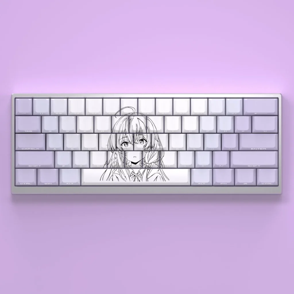 Captivating Elaina anime mechanical keycaps set, featuring vibrant side-shine PBT legends and whimsical character art, evoking a magical fantasy design.