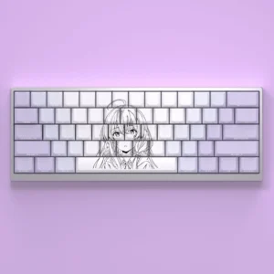 Captivating Elaina anime mechanical keycaps set, featuring vibrant side-shine PBT legends and whimsical character art, evoking a magical fantasy design.