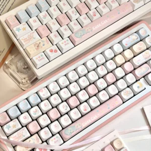 Charming Fluffy Cat Keycaps set showcasing serene, vibrant oil painting designs of fluffy cats, embodying artistic feline artistry for your keyboard.