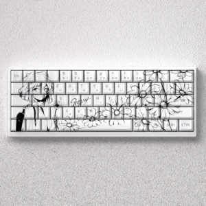 Iconic Haibara Ai PBT keycaps set for Detective Conan fans, showcasing enigmatic cool-toned character art and subtle scientific motifs.