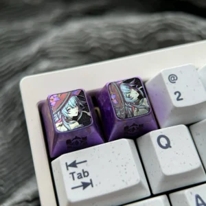 Stunning Hertal Ice Crystal Purple Anodized Titanium ESC Keycap, brilliantly showcasing its premium alloy and luminous celestial purple hue for mechanical keyboard.