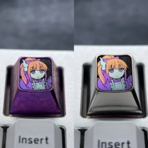 Vibrant Titanium Kanna Kamui ESC keycap, a playful Dragon Maid anime collectible, shines with a metallic purple finish.
