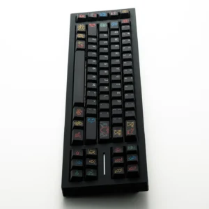 Collection of iconic Keith Haring Graffiti PBT Keycaps Set, showcasing dynamic urban art from multiple angles, emphasizing premium durability.