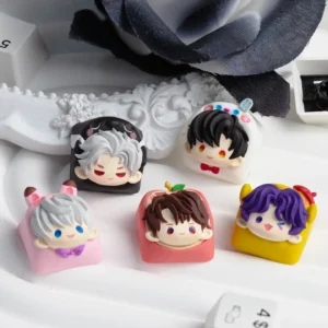 Exclusive Characters keycap for mechanical keyboards, showcasing vibrant, detailed character art with a romantic otome game aesthetic.