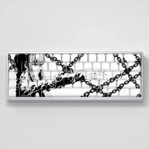 Exclusive Makima PBT side-lit keycap set in clean white. This artistic keycap set features subtle Makima iconography and translucent legends for custom.