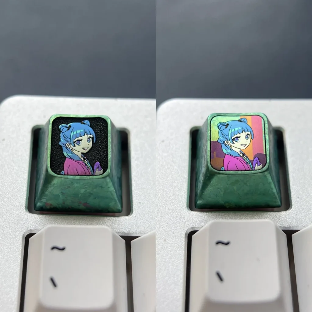 Maomao Keycap: Premium titanium ESC keycap featuring a vibrant anime cat motif with a polished metallic finish, exuding fantasy charm and vivid design.
