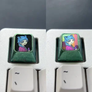 Maomao Keycap: Premium titanium ESC keycap featuring a vibrant anime cat motif with a polished metallic finish, exuding fantasy charm and vivid design.