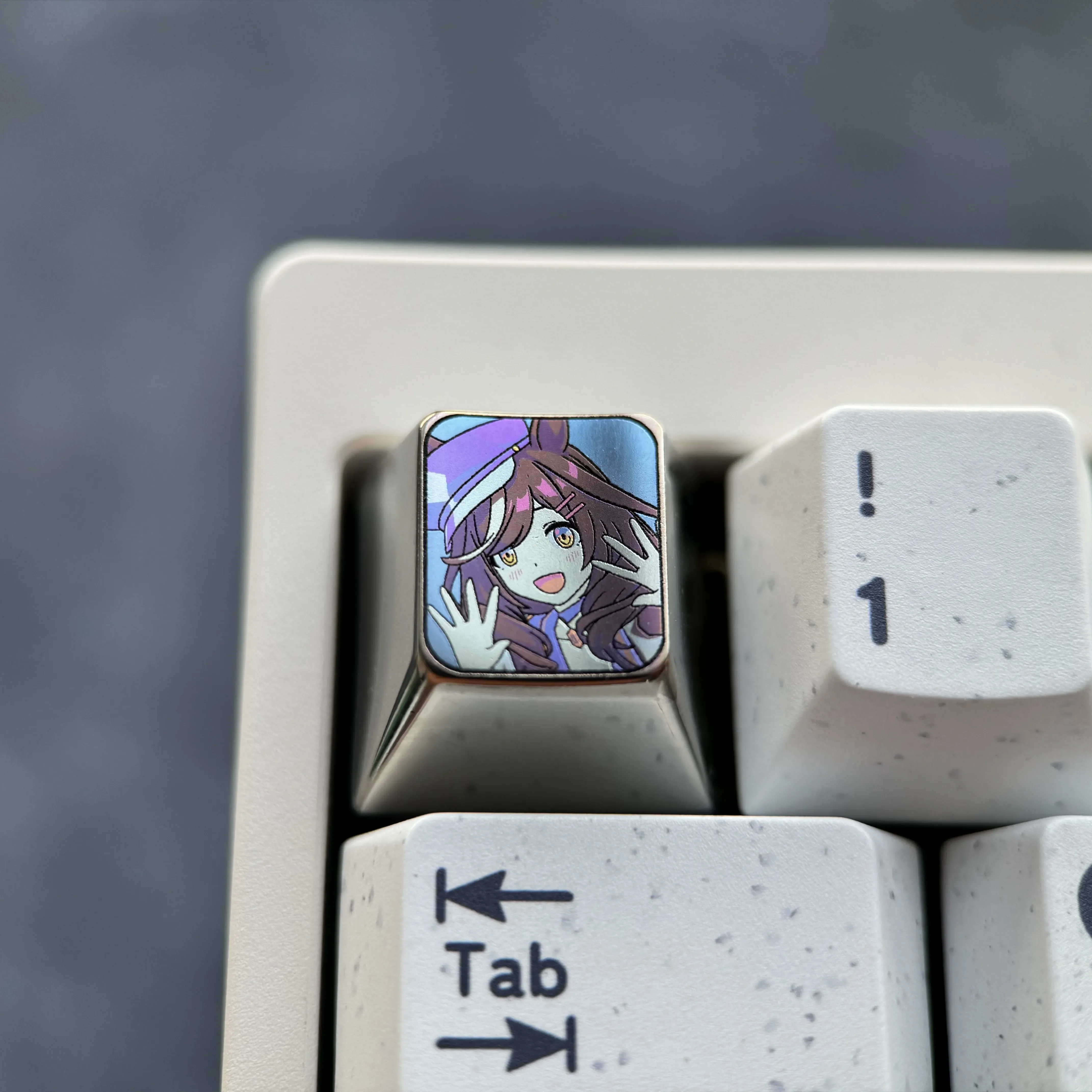 Elegant Matikanetannhauser Titanium Anime Keycap gallery, revealing its intricate artisan craftsmanship, premium purple titanium, and unique ESC profile.