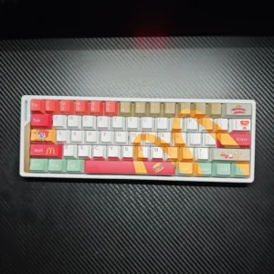 McDonald's Themed Keycaps set, a playful, iconic design featuring bold red and yellow pop culture inspired graphics, bringing nostalgic fun to your keyboard.