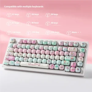 Vibrant Rainy Music Festival PBT keycap set, featuring energetic colors, musical motifs, and playful designs for mechanical keyboards.