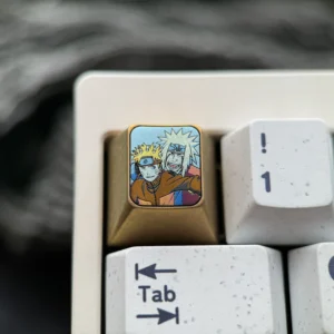 Iconic Naruto & Jiraiya Titanium Art Keycap, a legendary Naruto Keycap, showcasing vivid, intricately sculpted anime characters on polished, colored design.