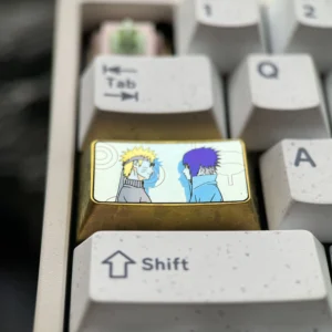 Experience premium craftsmanship with this vibrant Naruto and Sasuke titanium artisan keycap, meticulously sculpted with intricate anime design.