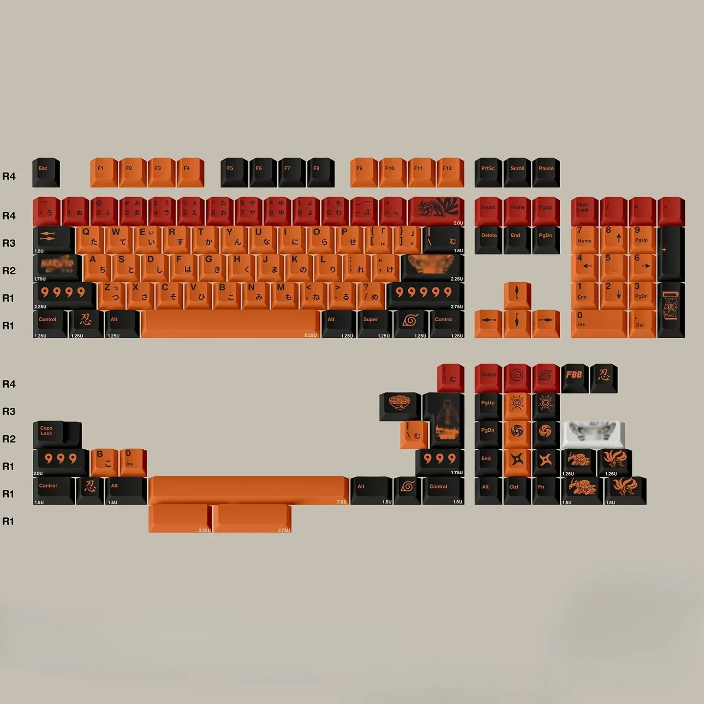 Vibrant FBB Original Swirl PBT Dye-Sub keycaps for magnetic switches. Dynamic, fluid artistry for a custom mechanical keyboard experience.