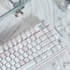 Night Walking Keycap Set gallery: unique Asian-inspired design, soft pastel pink and white aesthetic. See cute whimsical motifs from every keystroke.
