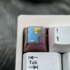 Close-up of the premium titanium ONE PIECE artisan keycap, highlighting its iconic vibrant anime design and intricate metal craftsmanship.