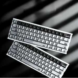 Sleek silver-black Parametric Keycap set, showcasing its unique algorithmic metallic electroplated design and geometric precision for custom keyboard.
